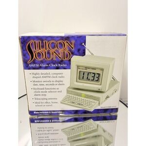 Silicon Sound Computer AM/FM Alarm Clock Radio Desktop Novelty Tested Boxed